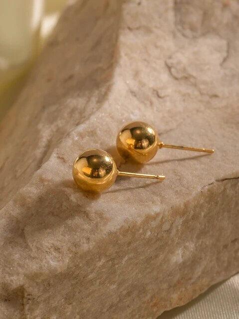 Gold Ball Stud Earrings - Arabella Cleo