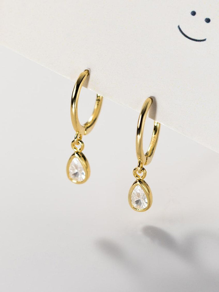 Crystal Teardrop Huggie Earrings - Arabella Cleo