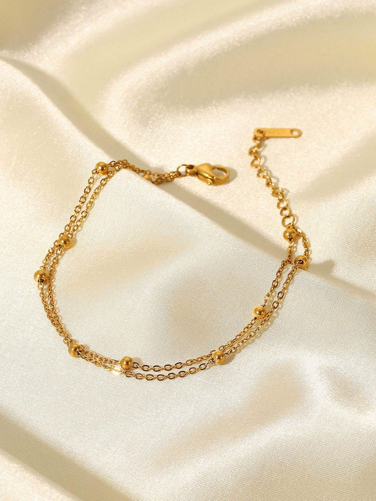 Gold Ball Double Chain Bracelet - Arabella Cleo