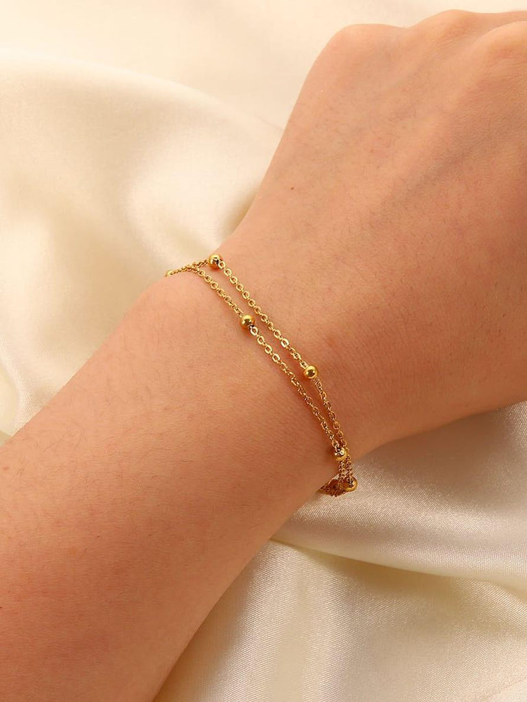 Gold Ball Double Chain Bracelet - Arabella Cleo