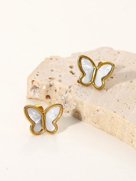 Shell Butterfly Stud Earrings - Arabella Cleo