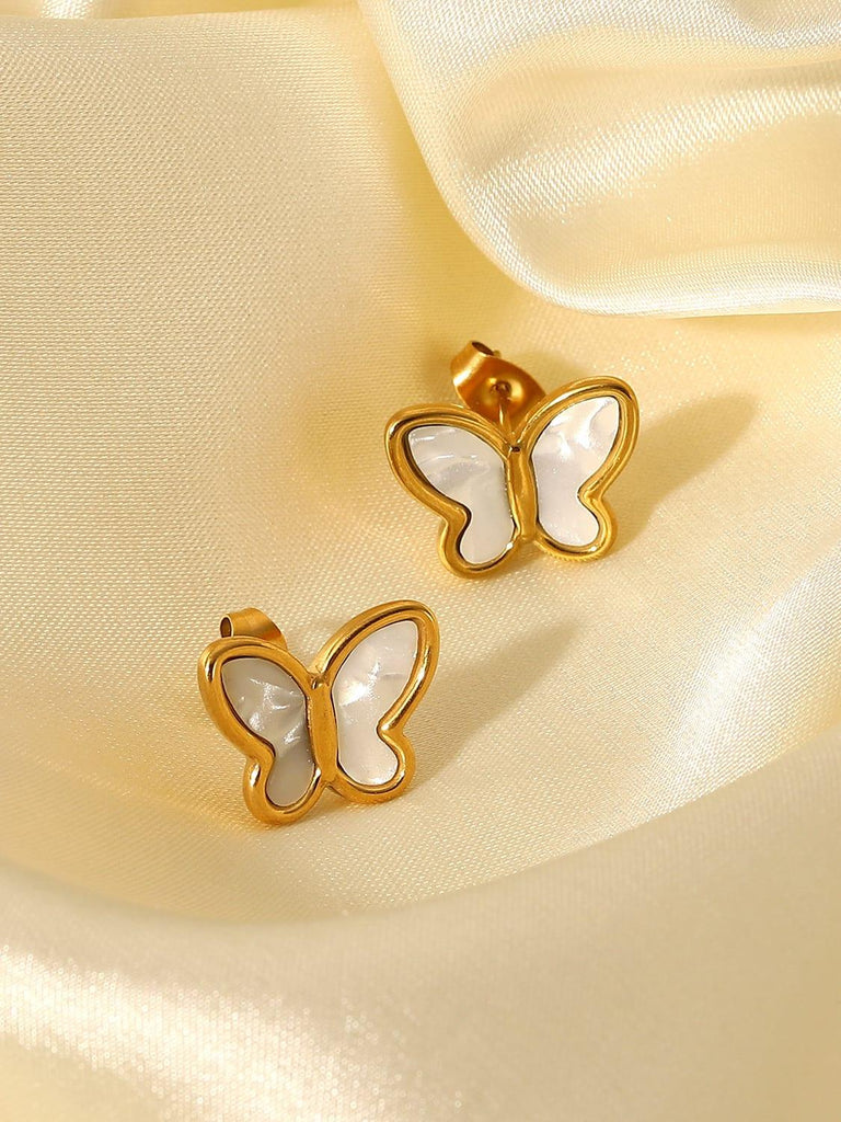 Shell Butterfly Stud Earrings - Arabella Cleo