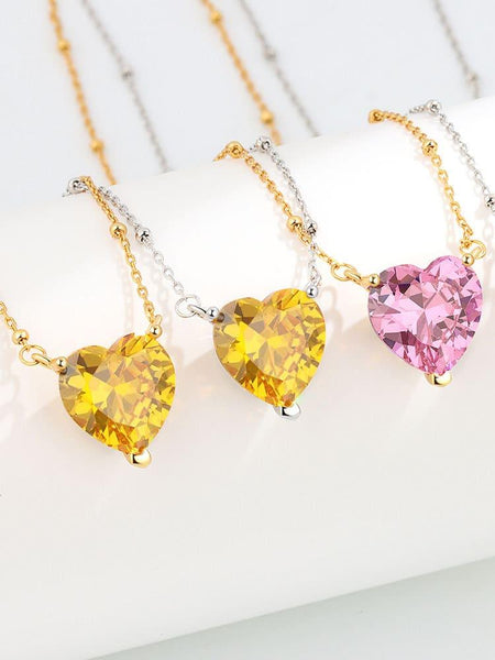Love Heart Gemstone Pendant Necklace - Arabella Cleo