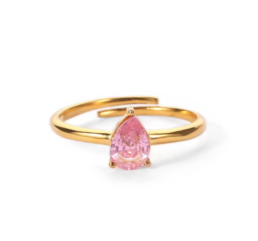 Coloured Teardrop Gemstone Ring - Arabella Cleo