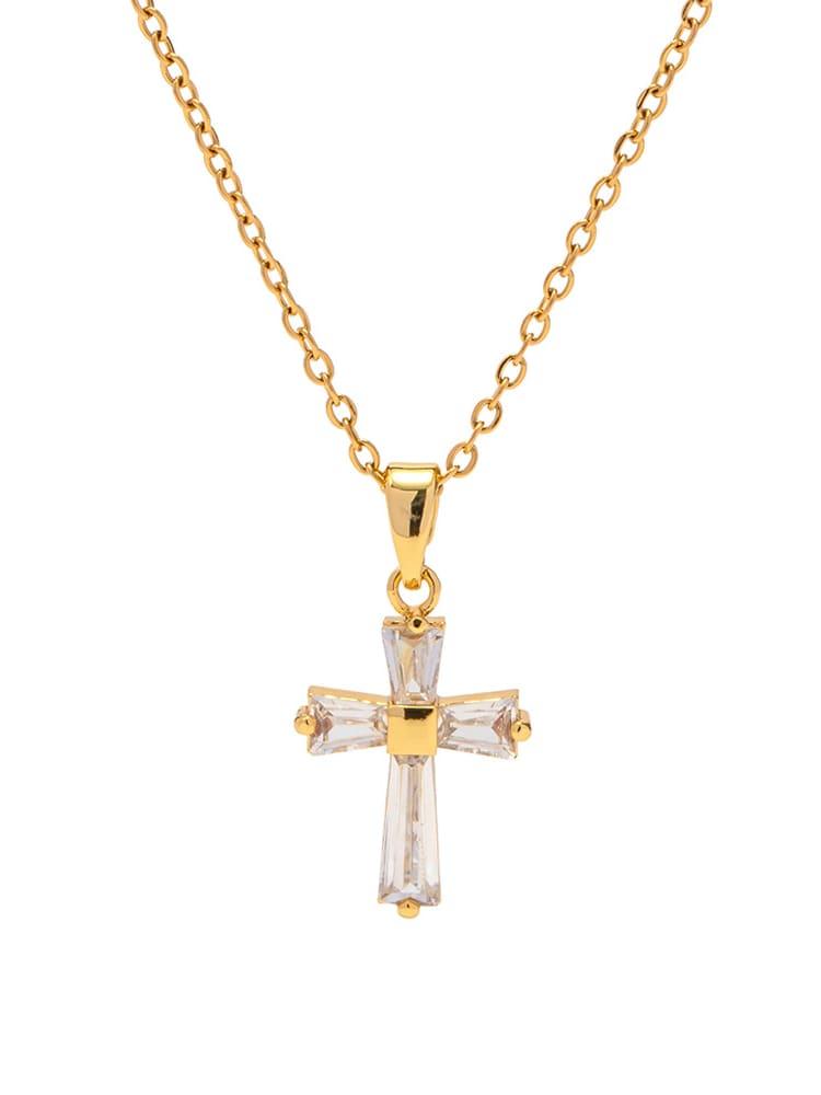 Gemstone Cross Necklace - Arabella Cleo