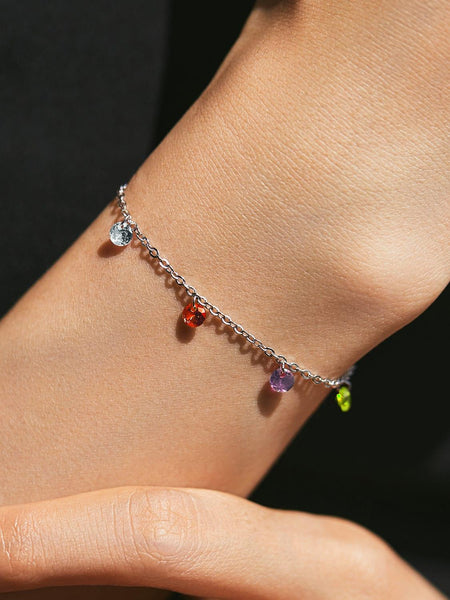 Rainbow Gemstone Charm Bracelet - Arabella Cleo