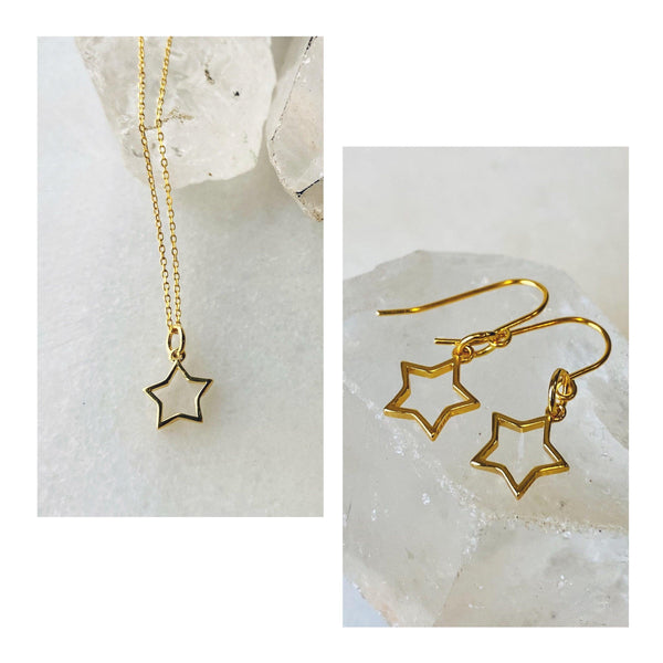 Star Necklace and Earrings Set - Gold - Arabella Cleo