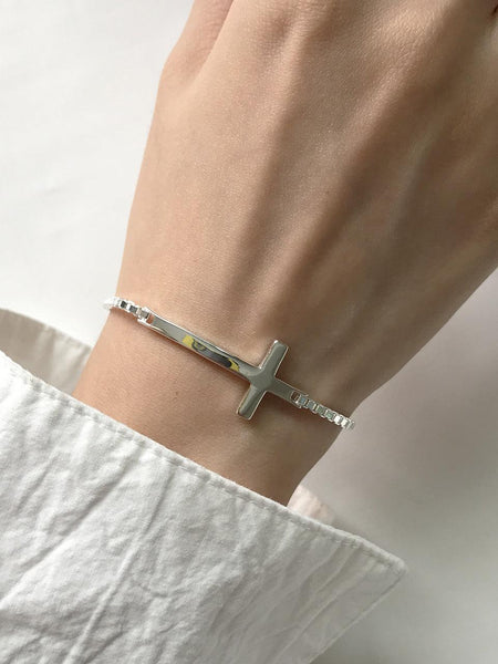 Silver Cross Bracelet - Arabella Cleo